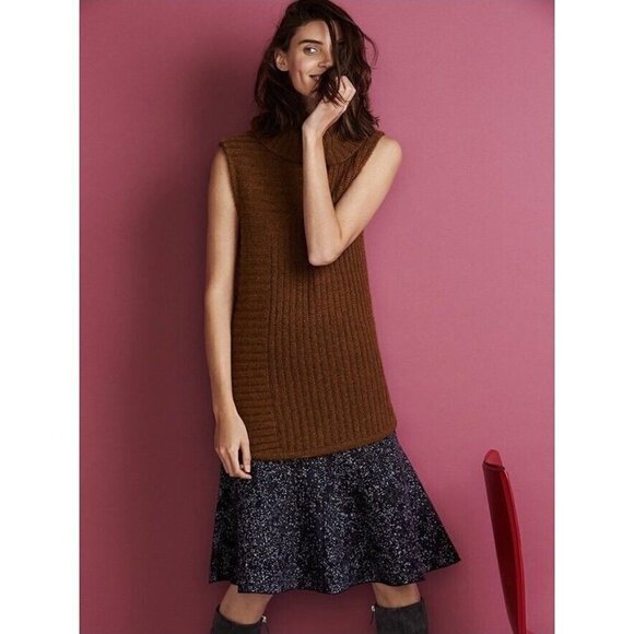 Theory Womens Brown Beylor T Caresse Sweater M Mohair Wool Turtleneck Minimalist - Picture 1 of 8